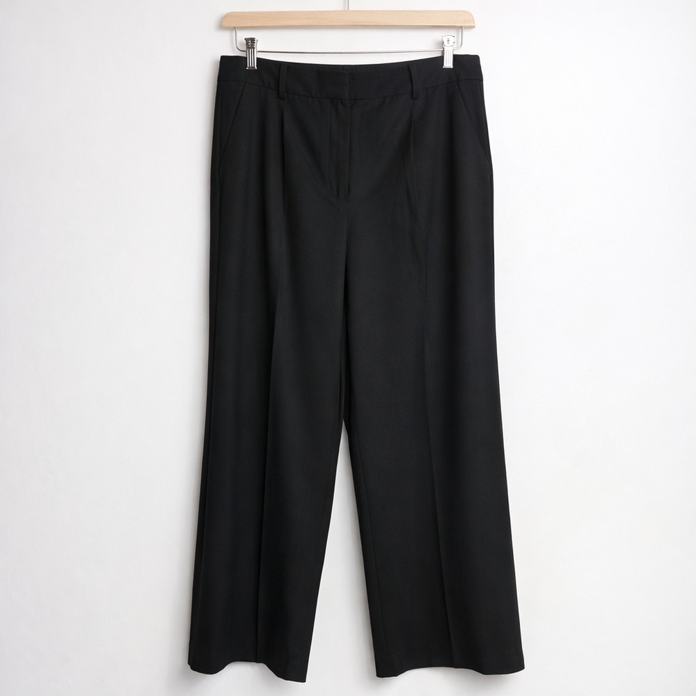 NWT Talbots Black Wide Leg Dress Pants Size 8 Wool Blend Stretch Career